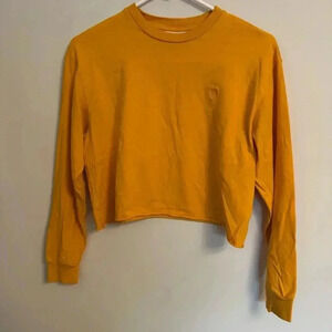 2/40 Aritzia TNA Yellow Orange Long sleeve cropped t shirt - women’s XS